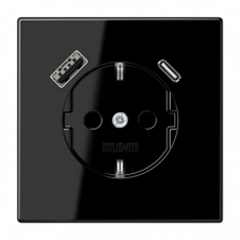 JUNG SCHUKO Черный Розетка с USB-зарядным устройством, тип A + тип С; термопласт