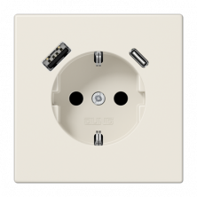 JUNG Слоновая кость Розетка SCHUKO® с USB-зарядным устройством тип A + тип С термопласт