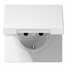 JUNG Штепсельная розетка SCHUKO 16A, 250V~ с защитой от детей и крышкой, белый