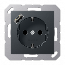 JUNG SCHUKO Матовый антрацит с USB-зарядным устройством, тип А; термопласт