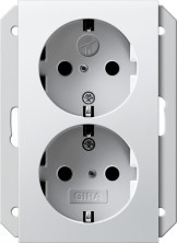 Gira Двойная розетка SCHUKO 16 A 250 В~ с затвором (shutter) и символом для 1,5-местн. приборной коробки скрытого монтажа