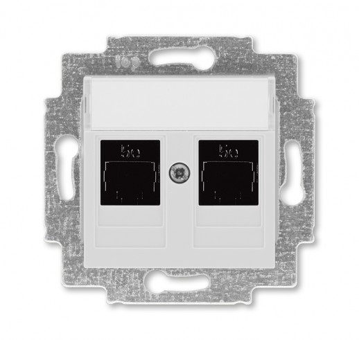 ABB EPJ Levit серый / белый Розетка компьютерная, 2хRJ45 кат,5e, серый