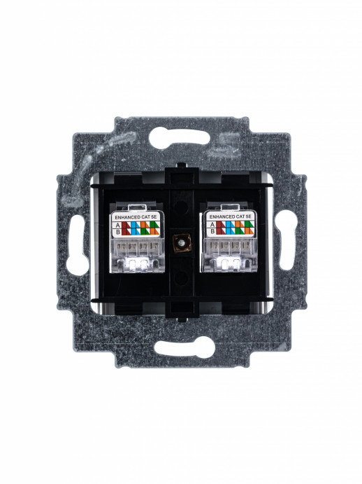 ABB EPJ Levit серый / белый Розетка компьютерная, 2хRJ45 кат,5e, серый