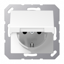 JUNG Штепсельная розетка SCHUKO 16A 250V~ с защитой от детей с крышкой термопласт белая