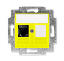 ABB EPJ Levit жёлтый / дымчатый чёрный Розетка компьютерная RJ45 кат,6+заглушка, жёлтый