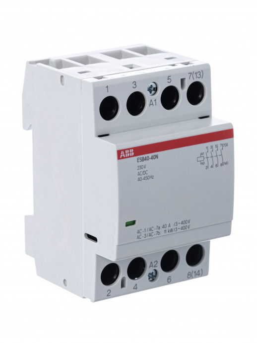 ABB Контактор ESB40-40N-06 модульный (40А АС-1, 4НО), катушка 230В AC/DC