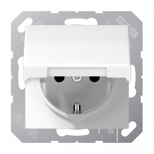 JUNG Штепсельная розетка SCHUKO 16A 250V~ с крышкой и защитой от детей белая