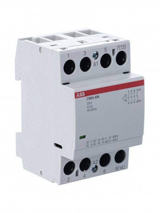ABB Контактор ESB63-40N-06 модульный (63А АС-1, 4НО), катушка 230В AC/DC