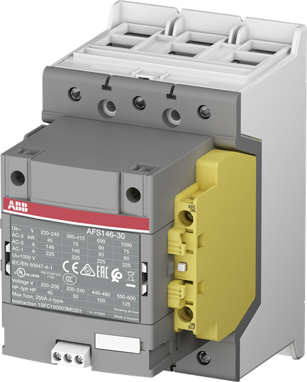 ABB Контактор AFS146-30-12-34 для систем безопасности, с универсальной катушкой управления 250-500В AC/DC с интерфейсом для подключения ПЛК