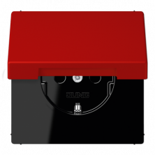 JUNG LS 990 Розетка с/з с защитными шторками с крышкой безвинт. зажим Rouge vermillon 31(32090)