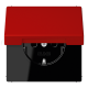 JUNG LS 990 Розетка с/з с защитными шторками с крышкой безвинт. зажим Rouge vermillon 31(32090)