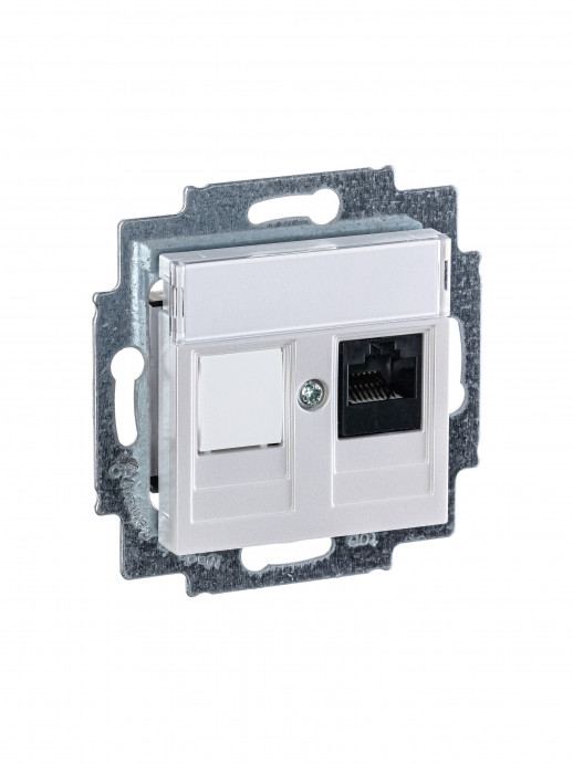 ABB EPJ Levit жемчуг / ледяной Розетка компьютерная RJ45 кат,5e+заглуш,, жемчуг