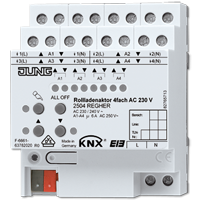 JUNG KNX Актор жалюзи, 4-канальная AC 230V