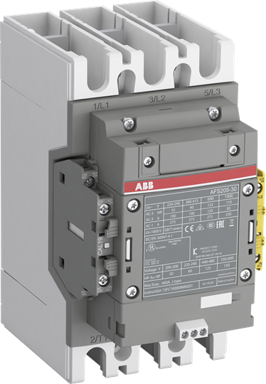 ABB Контактор AFS205-30-12-34 для систем безопасности, с универсальной катушкой управления 250-500В AC/DC с интерфейсом для подключения ПЛК