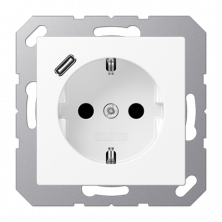 JUNG A Flow/A 550 Белый матовый Розетка с USB-зарядным устройством, тип С, SCHUKO