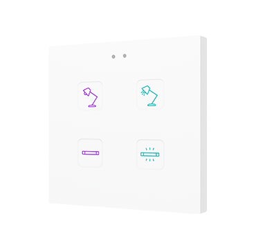 ZVITR4W Сенсорный переключатель 4 кнопки белый с RGB-подсветкой Zennio Tecla RGB 4 PC-ABS