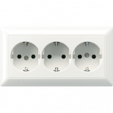 JUNG Штепсельная розетка SCHUKO 16A 250V~ тройная, полная плата белая