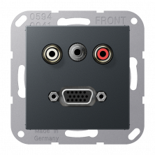 JUNG 2x Cinch Audio (RCA) / Stereo Jack (TRS 3.5 mm) / VGA, матовый антрацит
