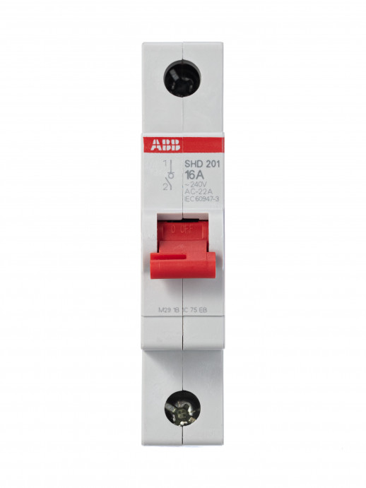 ABB SHD201 Рубильник 1P 16A рычаг крас.