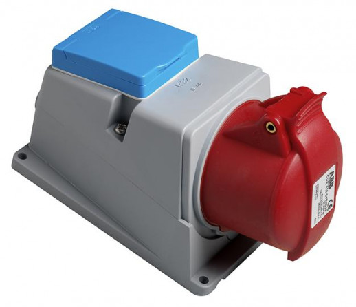 ABB Адаптер CUE416-6+R/UJP, розетка 3P+N+E, 16А + Schuko 10/16А 250В, IP44