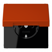 JUNG LS 990 Розетка с/з с защитными шторками с крышкой безвинт. зажим Rouge vermillon 59(4320A)