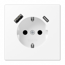 JUNG LS 990 Белый матовый Розетка с USB-зарядным устройством, тип A+С, SCHUKO