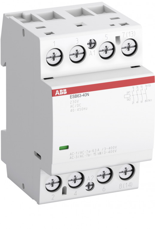 ABB Контактор ESB63-30N-06 модульный (63А АС-1, 3НО), катушка 230В AC/DC
